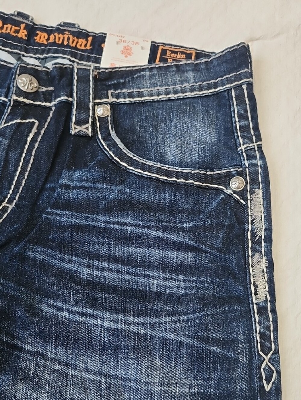 Rock Revival Earlin Bootcut Jeans Buckle Exclusive 36x38 XX-Long Heavy Stitch - Picture 6 of 16